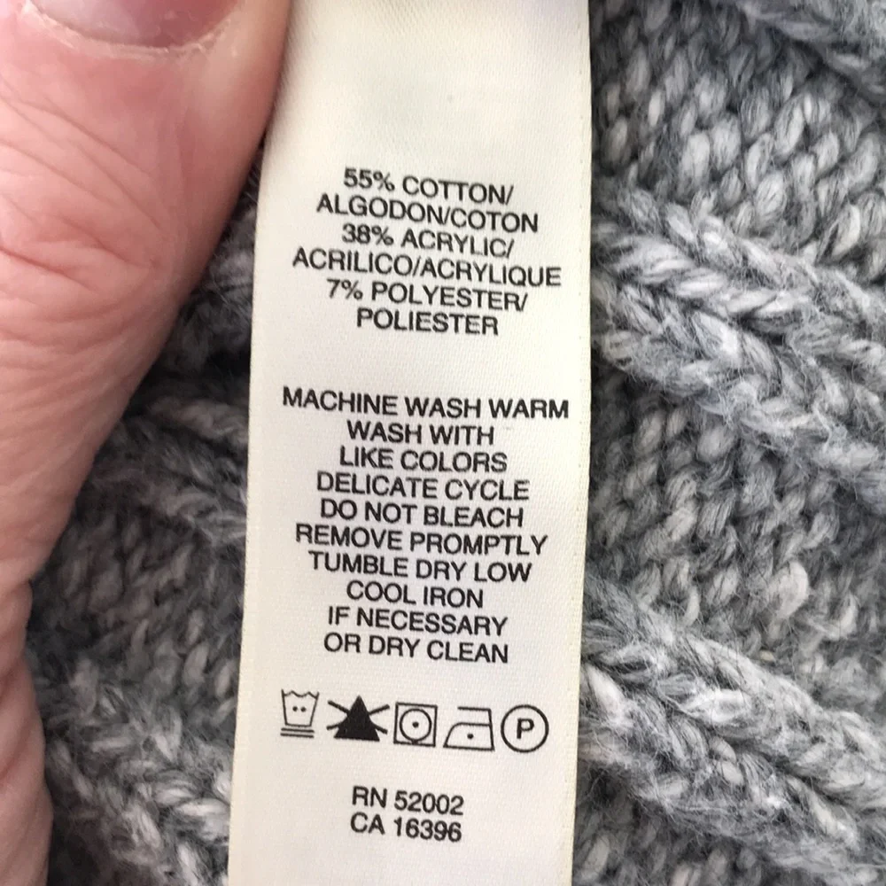 DKNY | Women’s cotton blend shawl collar sweater. Light gray, size L - Picture 7 of 7